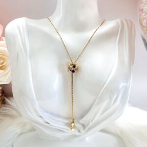 Honeycomb with Enamel Slide/Adjustable Tassel.  💛 Real 18k Solid Gold Jewelry